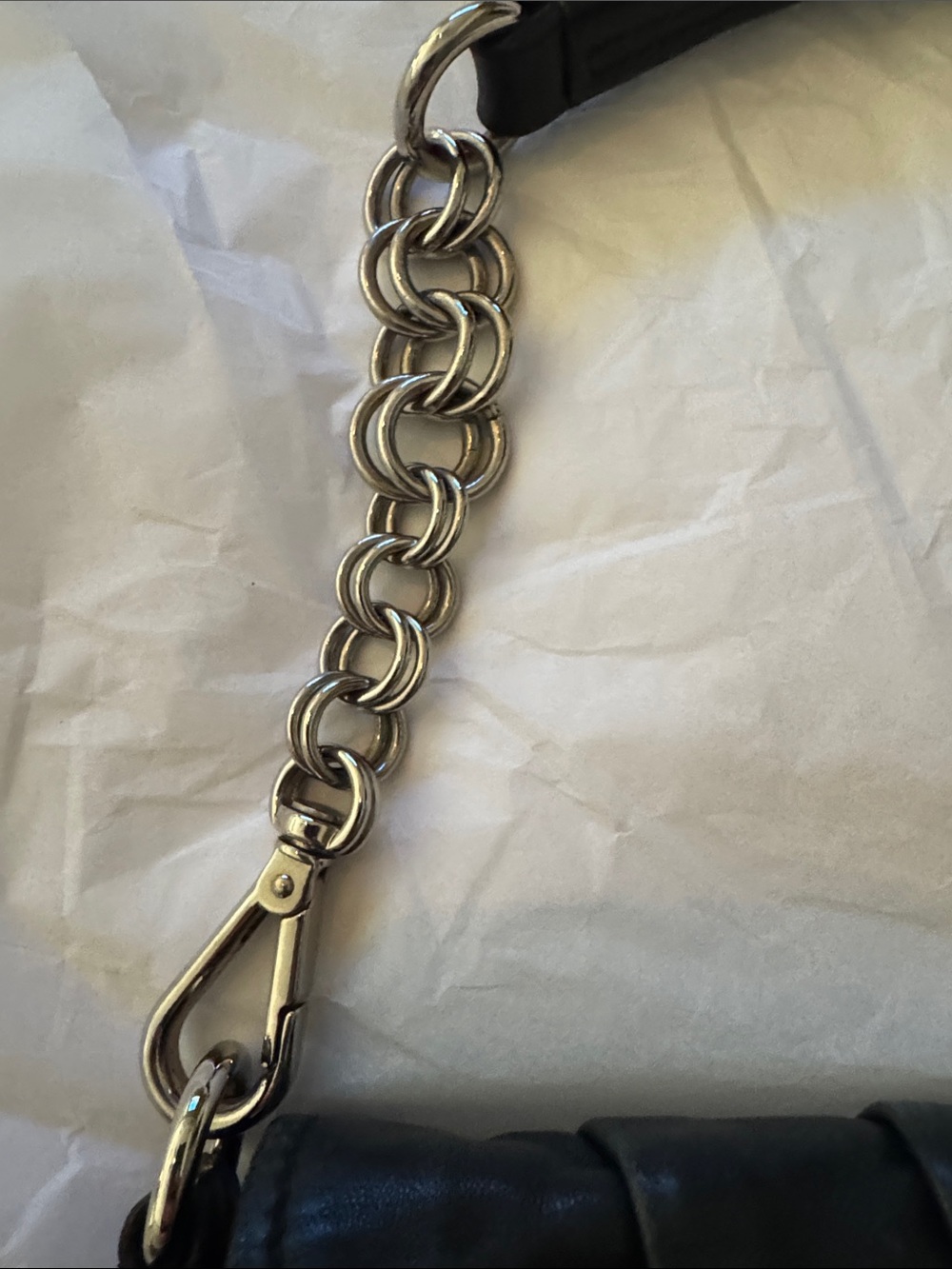 Prada Black Leather Shoulder Bag with Silver Chain - Picture 4 of 11